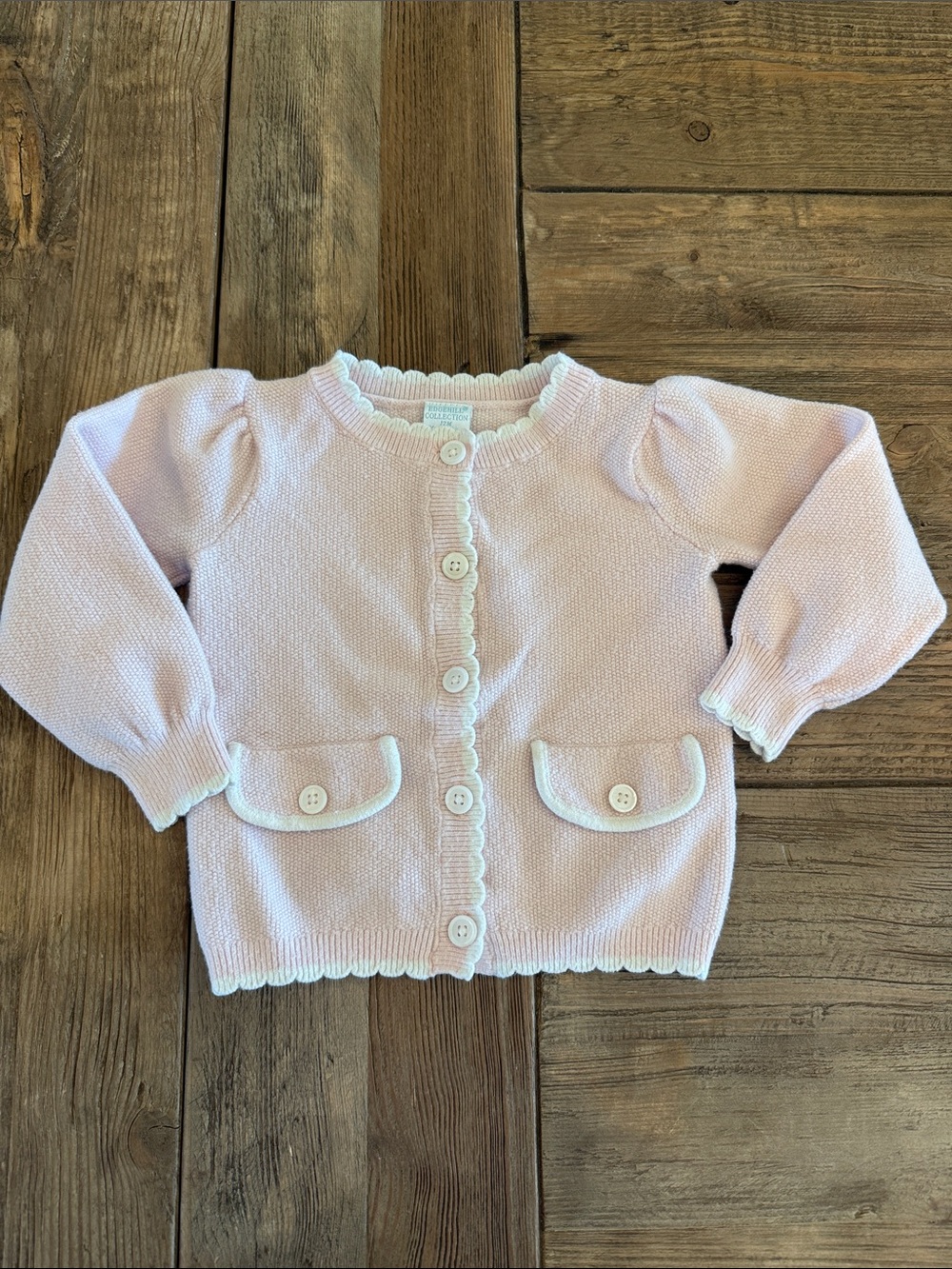 Edgehill Collection Pink Knit Scallop Cardigan Sweater 12 Month